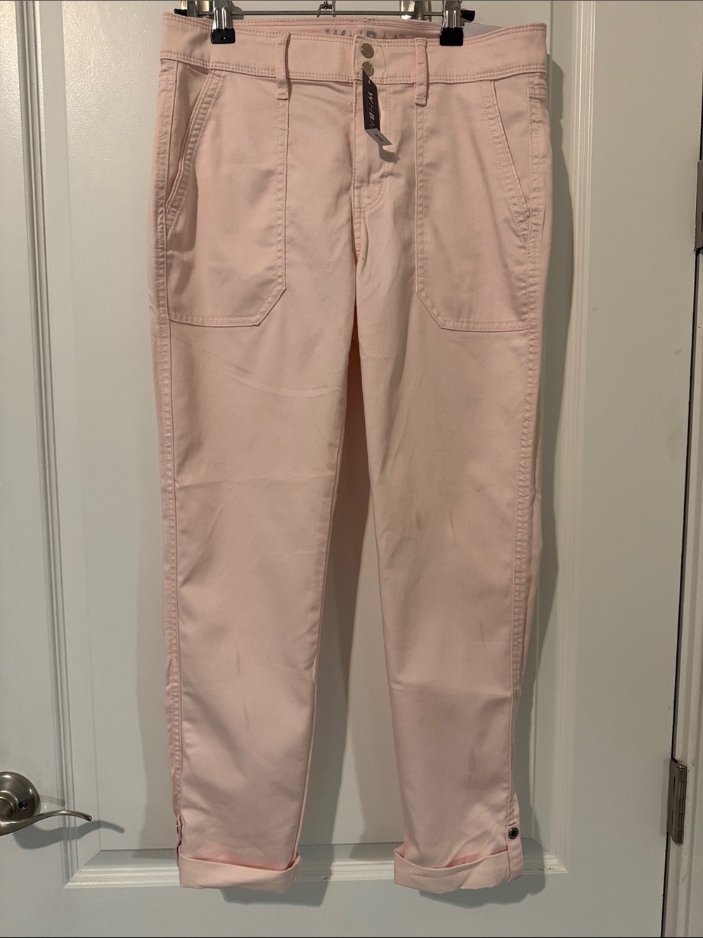 White House Black Market Light Blush Pink Women's utility crop mid rise pants